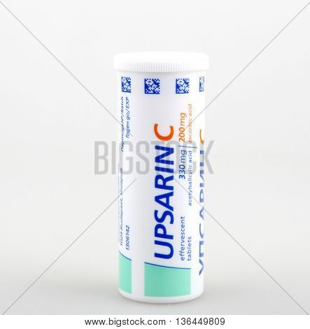 Aytos Bulgaria - June 30 2016: Upsarin Upsa With Vitamin C. Upsarin - Medicine Group Of Non-steroida