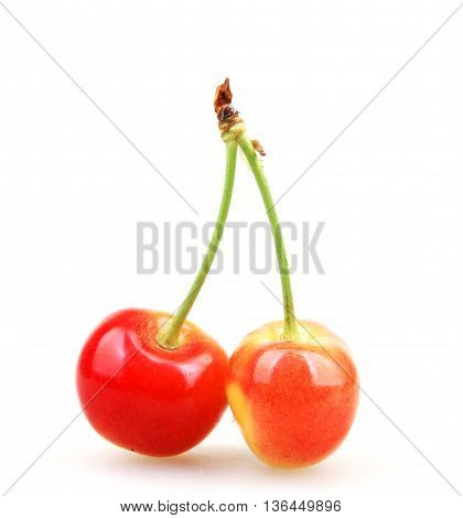 Cherry On A White Background Stock Photos