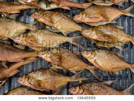Smoked fish background