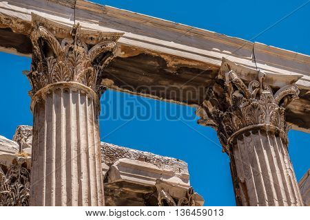 Columns in the Temple of Zeus, Athens, Greece