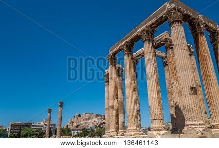 Temple of Zeus and Acropolis, Athens, Greece