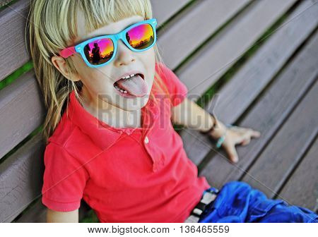 Portrait of a small child having fun