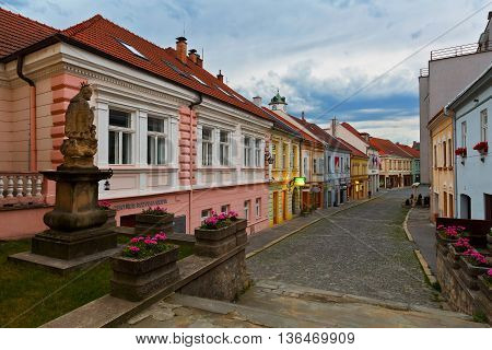 TRENCIN, SLOVAKIA - JUNE 19, 2016: Street in the old town of Trencin, Slovakia on June 19, 2016.