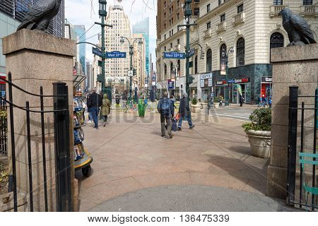 NEW YORK - CIRCA MARCH 2016: New York at daytime. The City of New York is the most populous city in the United States.