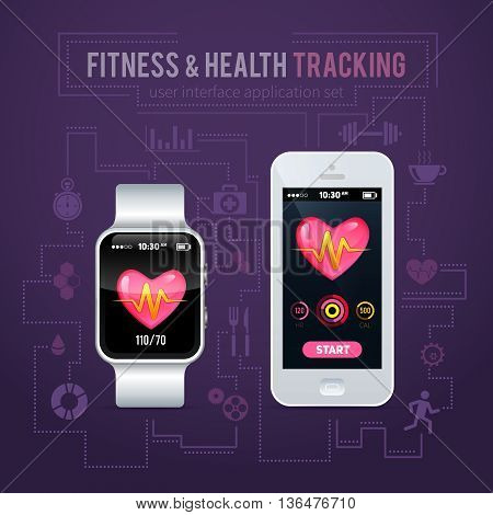 --.health Fitness Tracker Interface For Smart Watch And Phone