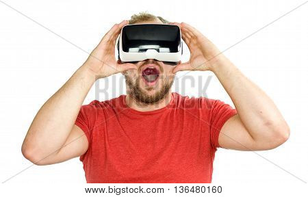 Young Man Wearing Virtual Reality Googles / Vr Glasses
