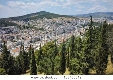 Panoramic view of Lamia City, Central Greece