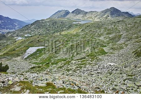 Panoramic view of Tevno lake from Kralev Dvor Peak,Pirin Mountain, Bulgaria