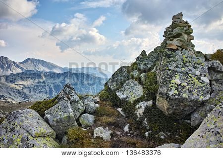 Panoramic view of Pirin mountain and polezhan peak in the background, Bulgaria