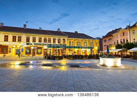 TRENCIN, SLOVAKIA - JUNE 19, 2016: Square in the old town of Trencin, Slovakia ON jUNE 19, 2016.