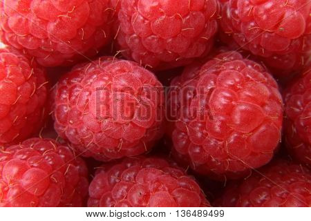 Closeup Of A Bunch Of Red Raspberries