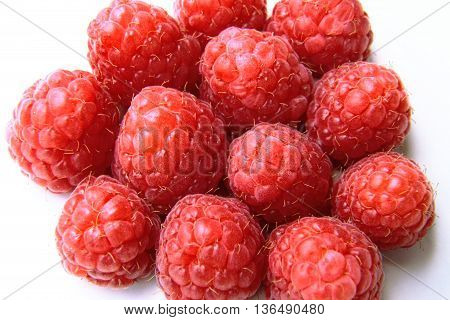 Closeup Of A Bunch Of Red Raspberries