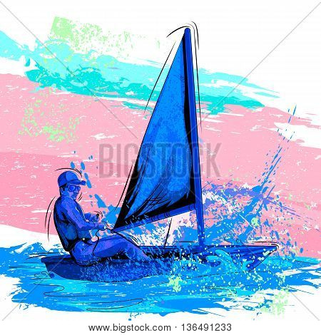 Concept of sportsman Rowing boat. Vector illustration