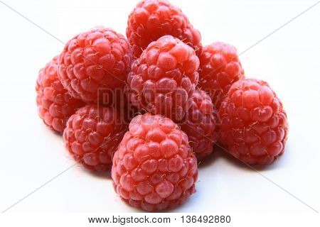 Closeup Of A Bunch Of Red Raspberries