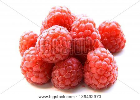 Closeup Of A Bunch Of Red Raspberries