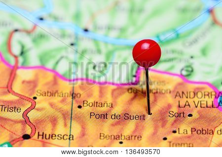 Pont de Suert pinned on a map of Spain