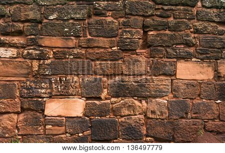 Stone texture wall - San Ignacio Jesuites ruins, Misiones, Argentina