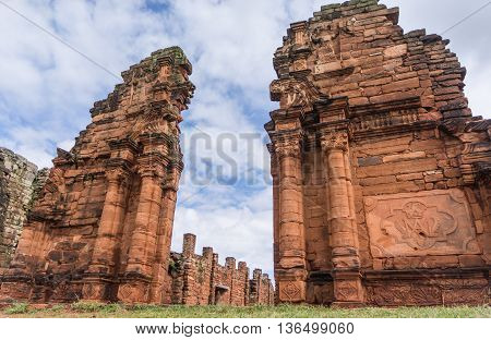 Entrance door to the church - San Ignacio - Mini mission Jesuits ruins, Misiones Argentina