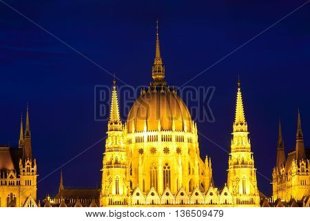 Budapest. Hungary. Parliament. Night city.Landmark in  European city.