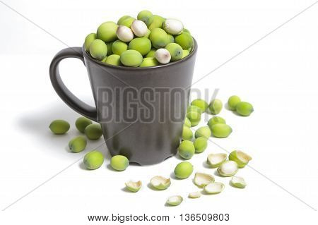 Green Lotus seeds in the coffee cupisolate