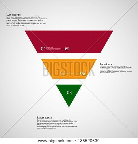 Triangle Infographic Template Consists Of Three Color Parts On Light Background