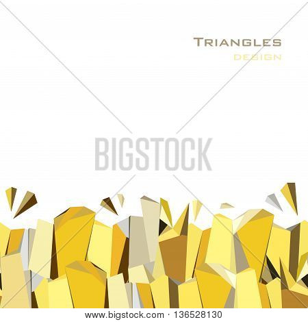 Golden crystal geometric abstract triangles border design on white background. Golden abstract geometric background. Horizontal gold border geometric design. Golden vector illustration stock vector.
