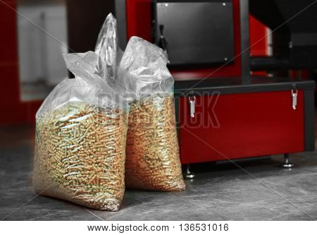 Solid-fuel boiler with pellet-fuel in boiler room