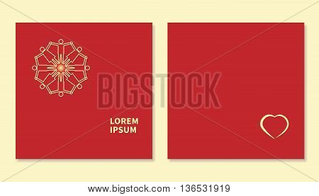 Vector square cover with people group icon on it drawn in minimalistic style. Cover for report, booklet, and flyer
