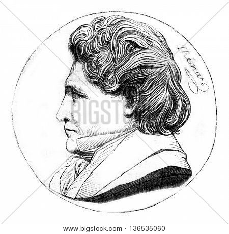 Louis Jacques Thenard, vintage engraved illustration. Magasin Pittoresque 1861. 