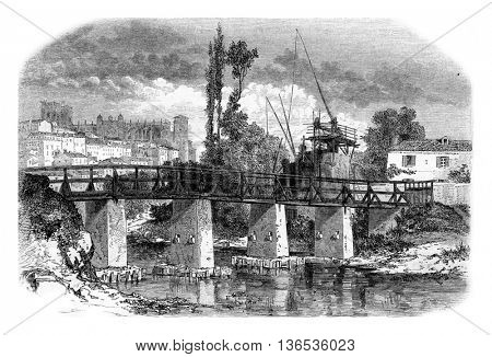 A view of Auch, vintage engraved illustration. Magasin Pittoresque 1861.