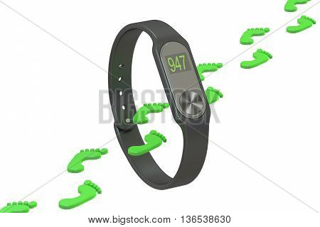 activity tracker or fitness bracelet pedometer concept. 3D rendering isolated on white background