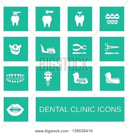 Flat icons collection of dental services. Maxillofacial Surgery.