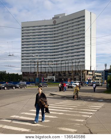 Murmansk Russia - June 21 2013 View of the hotel " Azimut " (formerly "Arctic")
