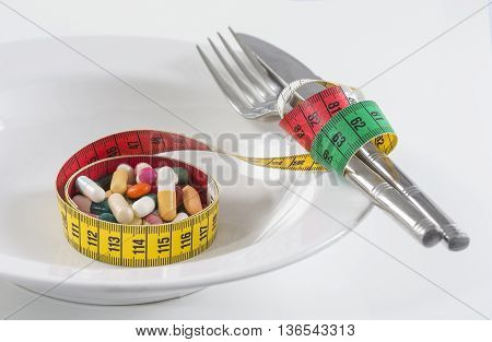 Image of tablets on a plate preparde as a meal