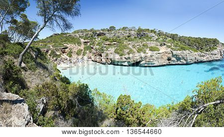 Beautiful Turquoise Clear Water At Majorca Beach, Calo Des Moro, Spain