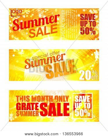 Summer sale banner set. Sunny text and colors.