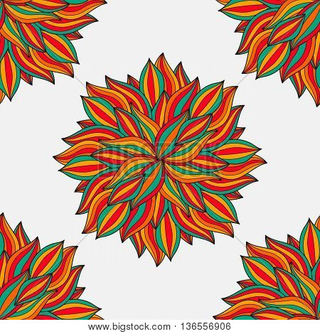 Seamless pattern doodle floral bright hand drawn.