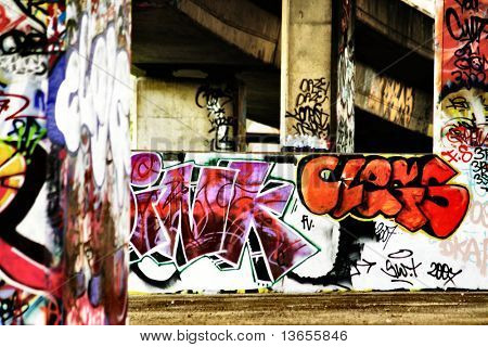 Barevné selektivní pozornost graffiti koncept