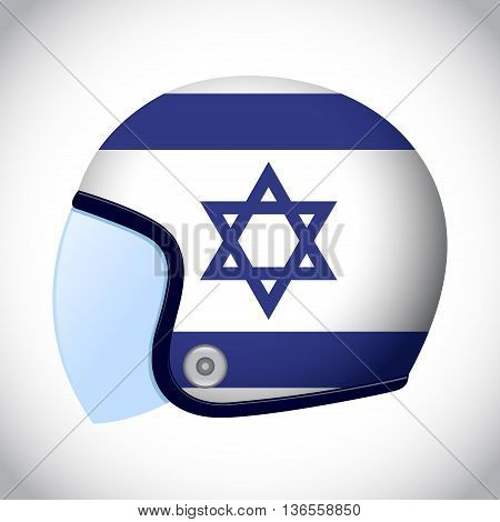 Vector stock of retro classic motorcycle helmet with Israel flag