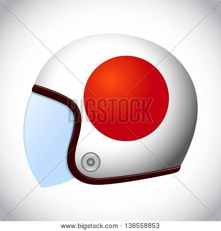 Vector stock of retro classic motorcycle helmet with Japan flag