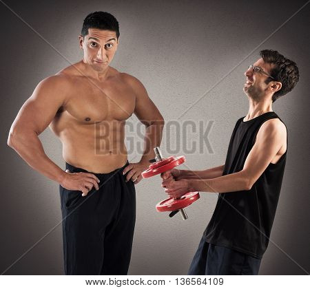 Instructor teases an awkward and skinny boy