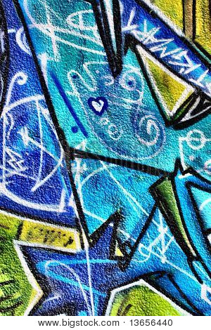 Abstraktní graffiti obraz s texturou cihel