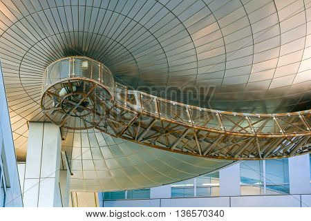 Tokyo, Japan - November 27 2015: Fuji T.v. Headquarters, One Of The Most Striking Buildings In Japan