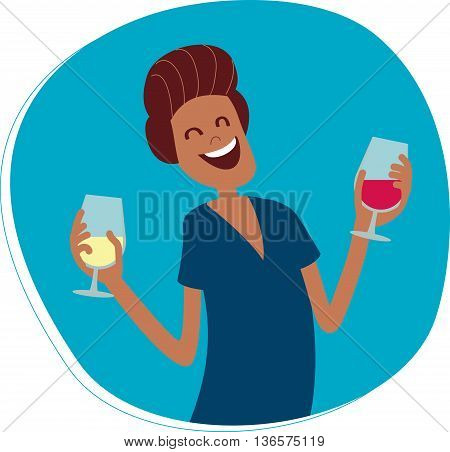 Perfect flat design illustration of wine topic. Man with wine glasses for your needs, web, banners, infographic, pack and other