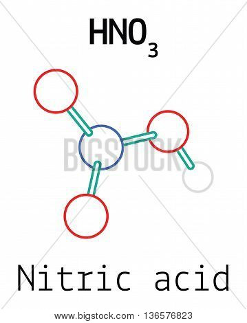 HNO3 nitric acid 3d molecule isolated on white