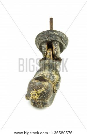 isolated on white portrait of antique door knocker