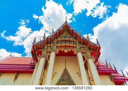 The Chapel Of  Wat Pho Chai Temple In Nong Khai, Thailand.