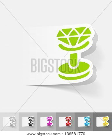 cufflink paper sticker with shadow. Vector illustration