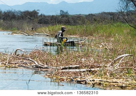 Fisherman Catches A Fish