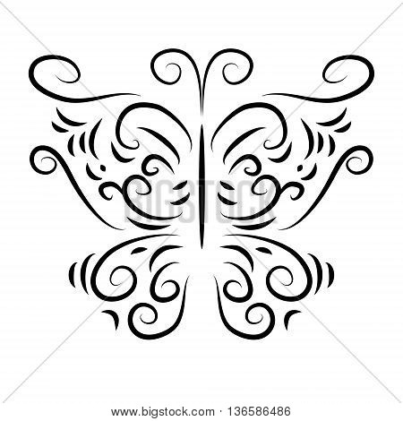 The patterned butterfly with a curls isolate
